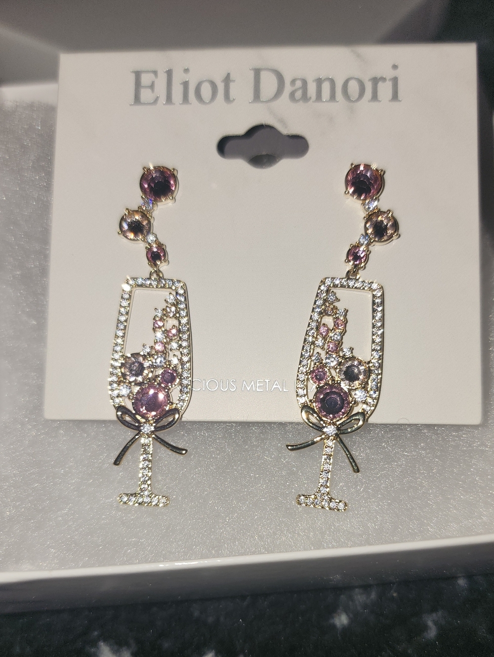 Eliot Danori Purple Crystal Champagne Glass Drop Earrings